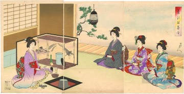 The Tea Ceremony of beautiful women Toyohara Chikanobu Oil Paintings